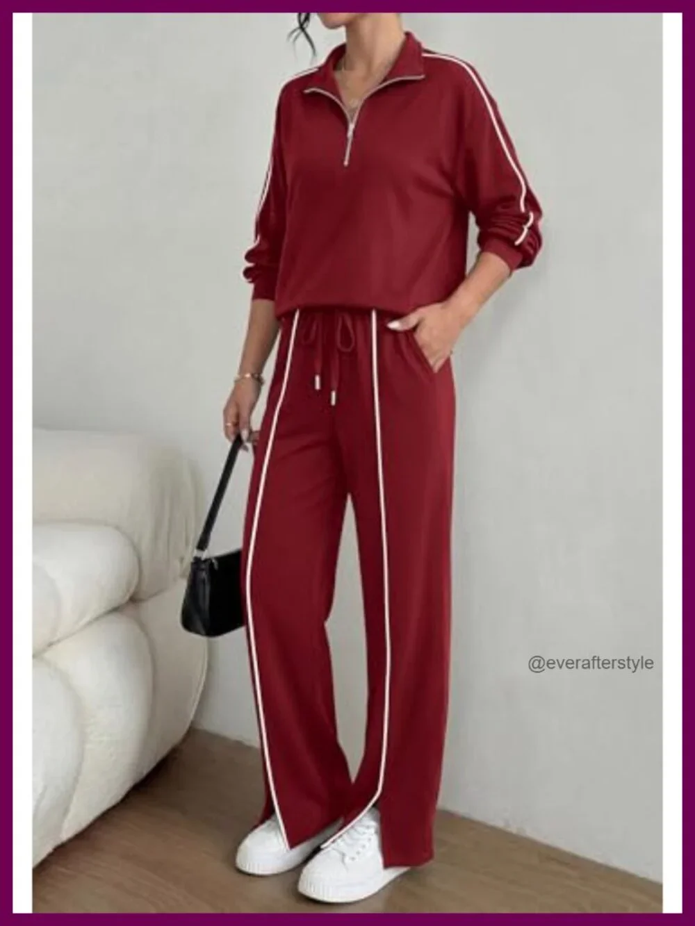 Matching Lounge Set, Long Sleeve Zip Up Top with Wide Leg Pants, Y2K Tracksuit,